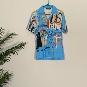 Blue short sleeve button down shirt